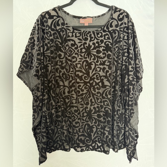 Dana Buchman Floral Velvet Poncho - Picture 1 of 4